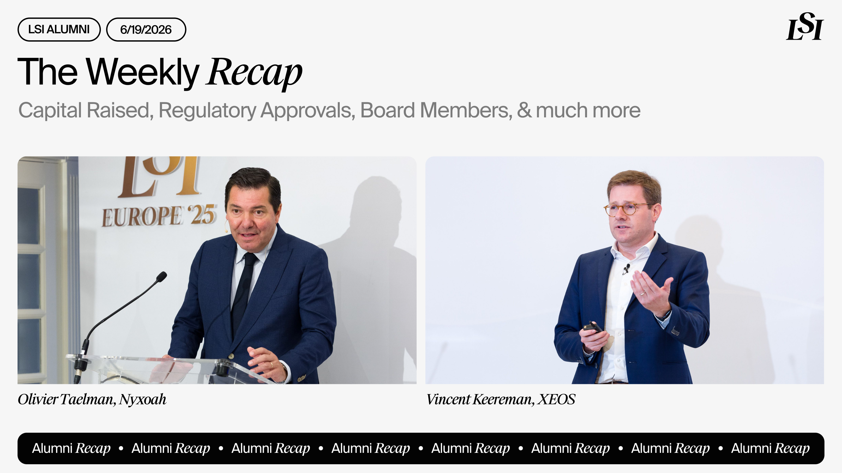 LSI’s Weekly Recap featuring milestones from LSI Alumni companies, including Nyxoah and XEOS