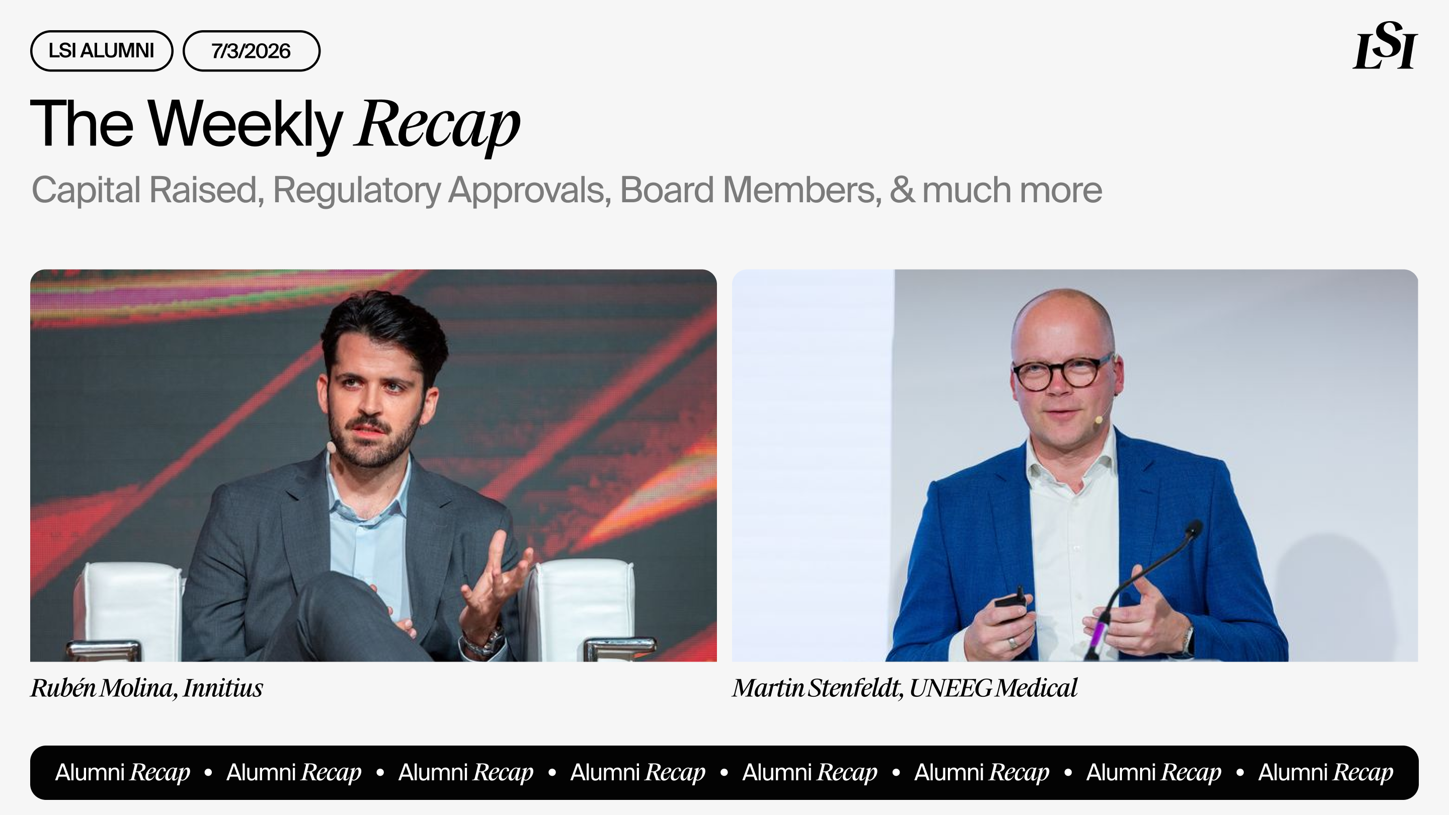 LSI’s Weekly Recap featuring milestones from LSI Alumni companies, including Innius and UNEEG Medical