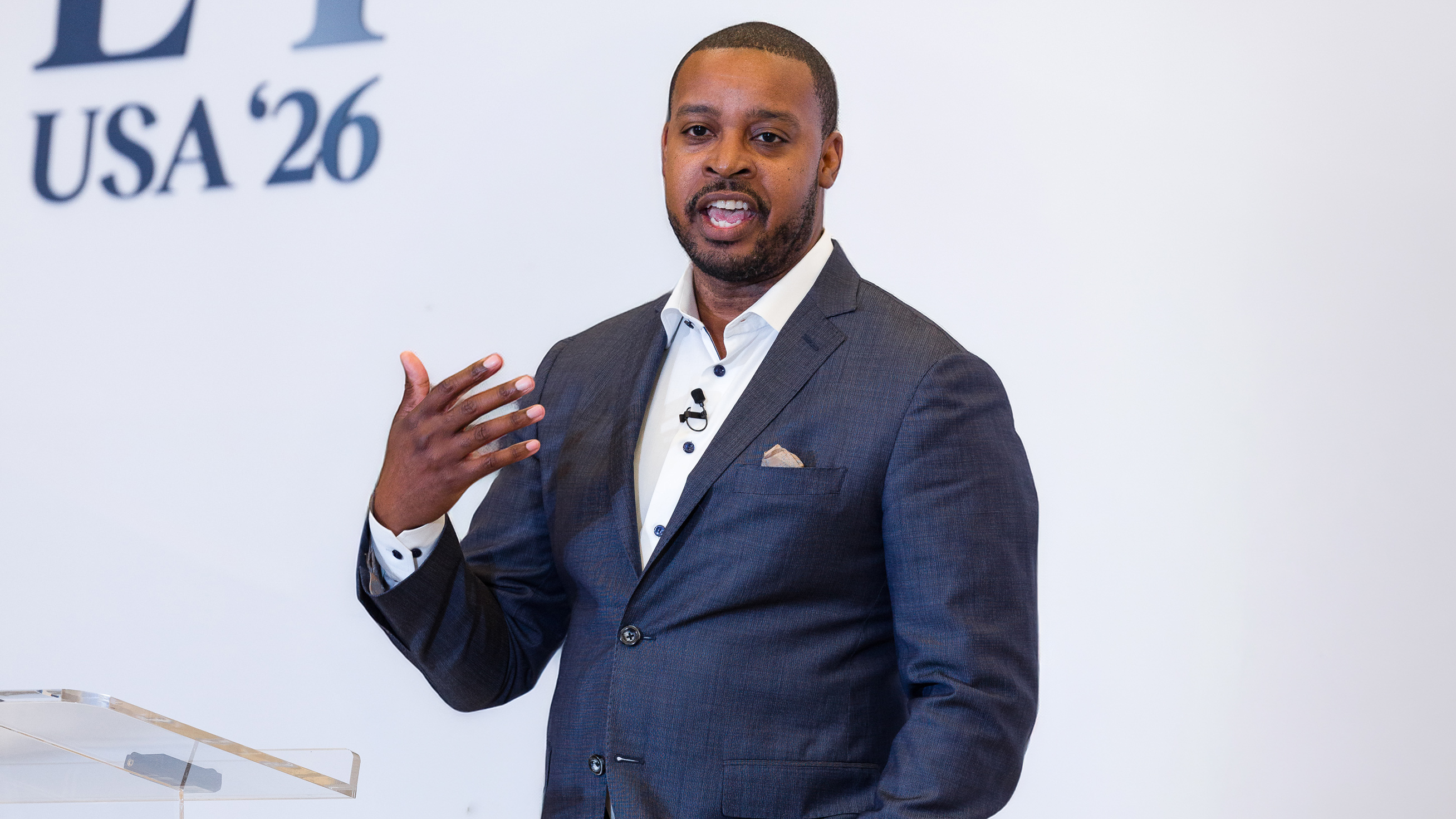 Omari Bouknight, CEO of Resonant Link Medical, on stage at LSI USA 2026